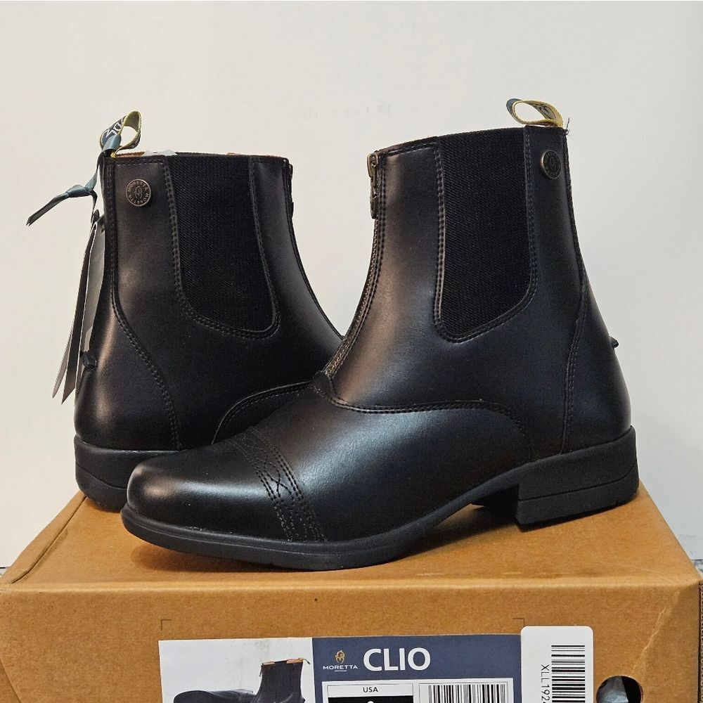 CLIO Women's Black Leather Chelsea Ankle Booties